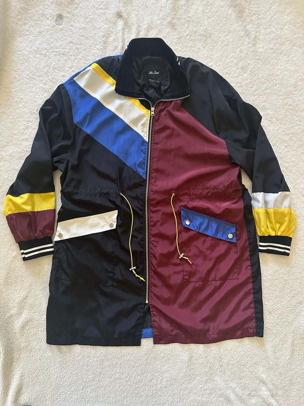 Me Jane Vintage Style Colorblock Full Zip Windbreaker Jacket XL